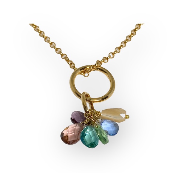 new Rivka Friedman ꕥ Briolette Gemstones Pendant Necklace ꕥ 18K Gold Clad ꕥ Gems - Picture 5 of 16